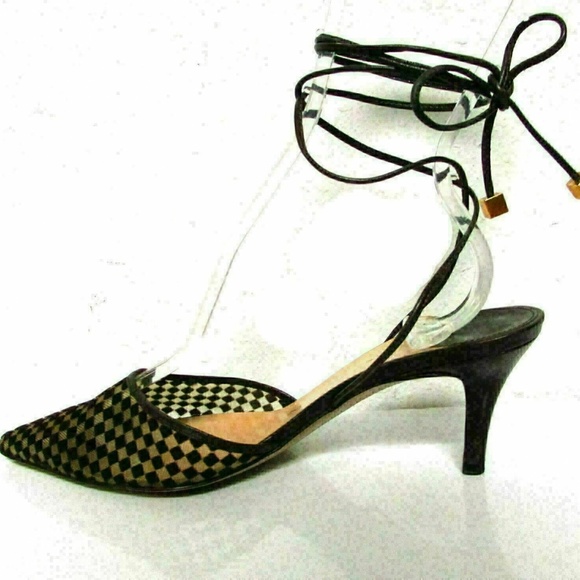 Louis Vuitton Mesh Damier Lace Up Pumps Brown 6.5 - Picture 3 of 8